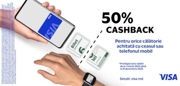 50% bani înapoi pentru călătorii cu Visa